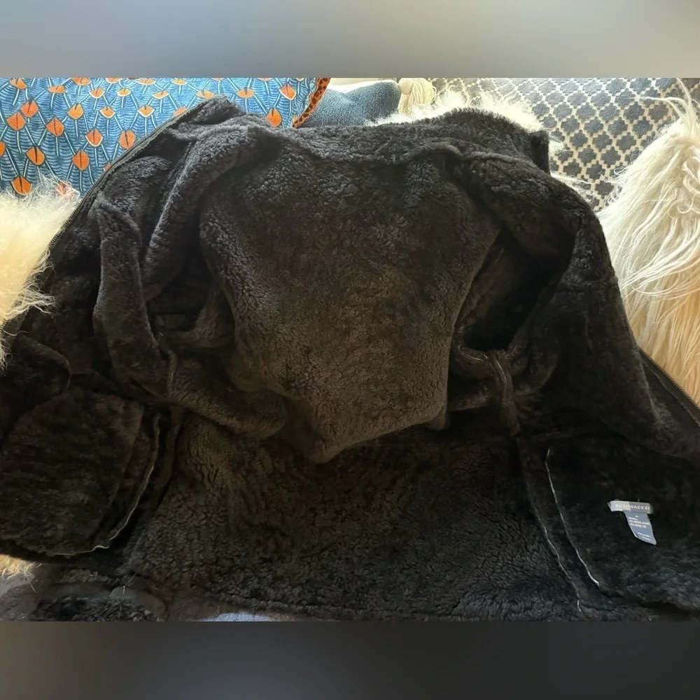 Bushwacker Genuine Suede Leather Sheepskin Lined Black Jacket Women’s Medium